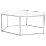 SAFAVIEH Kaycee Glass Chrome Hexagon Coffee Table - 36.2" x 31.5" x 13.8" - 36Wx32Dx14H