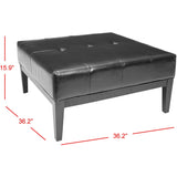 SAFAVIEH Keely Black Leather Cocktail Ottoman