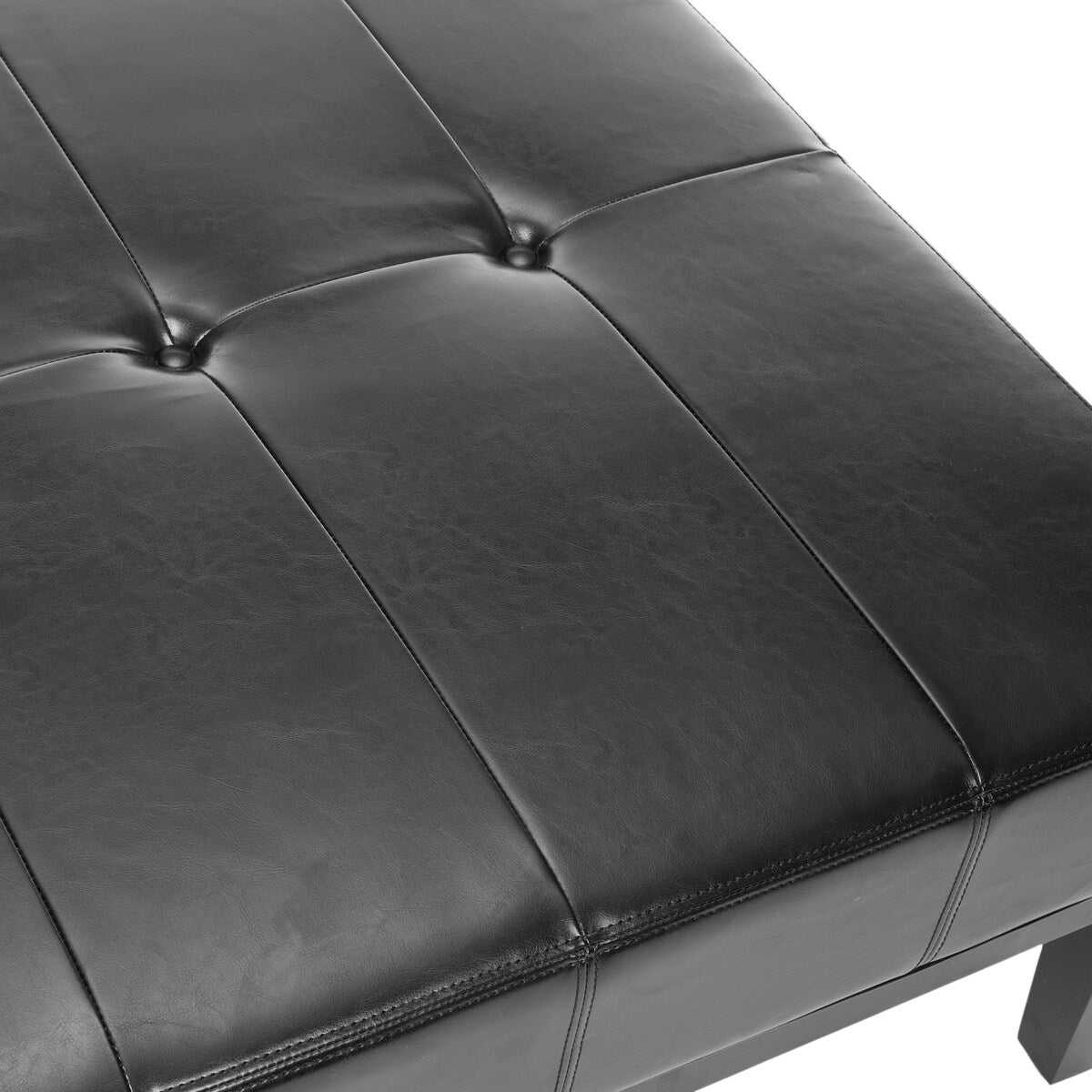 SAFAVIEH Keely Black Leather Cocktail Ottoman