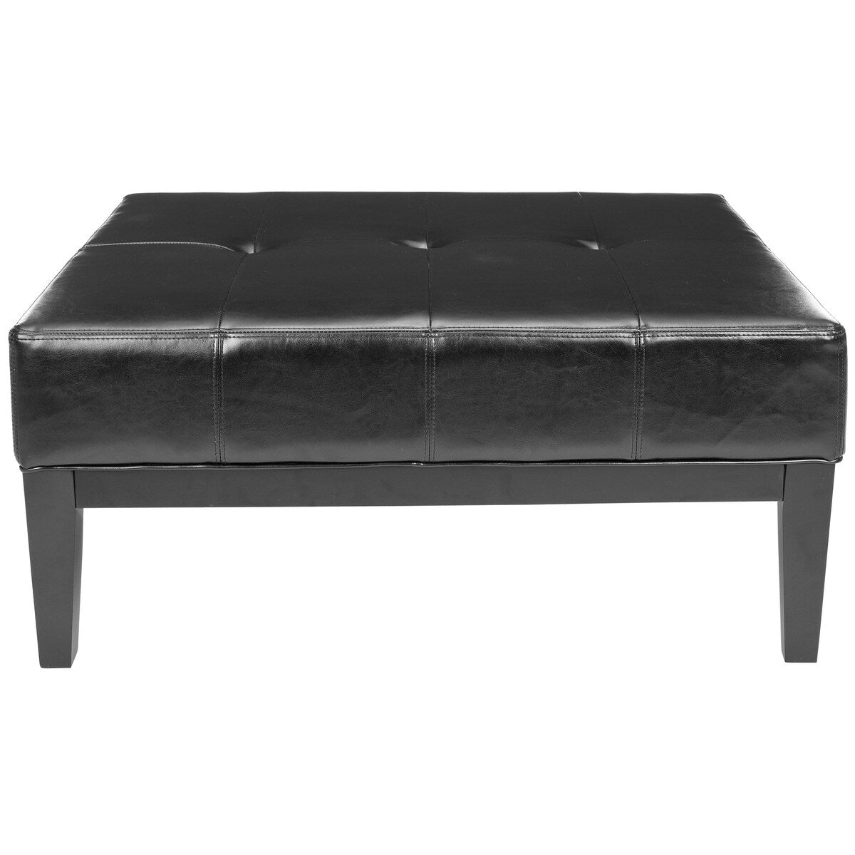 SAFAVIEH Keely Black Leather Cocktail Ottoman