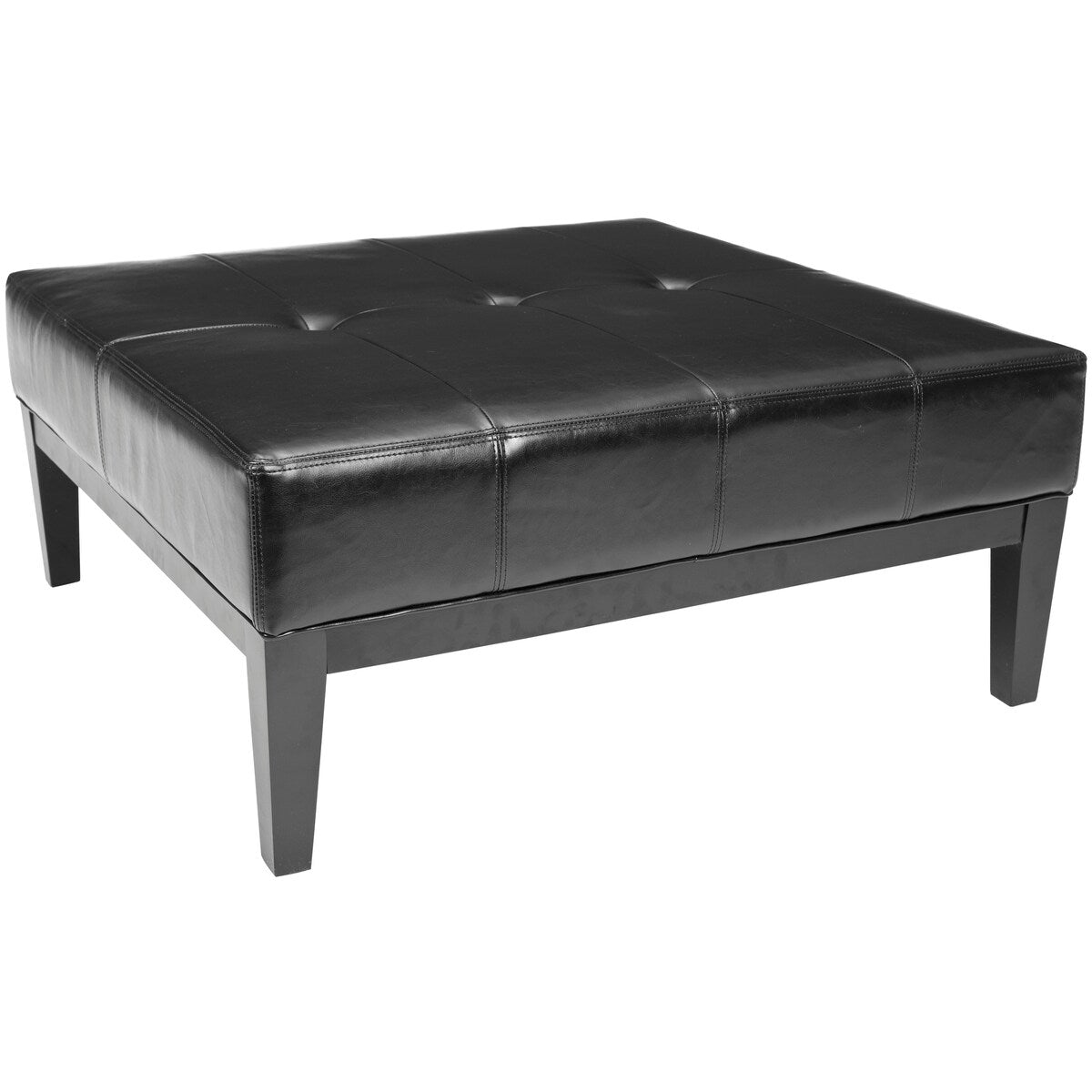 SAFAVIEH Keely Black Leather Cocktail Ottoman