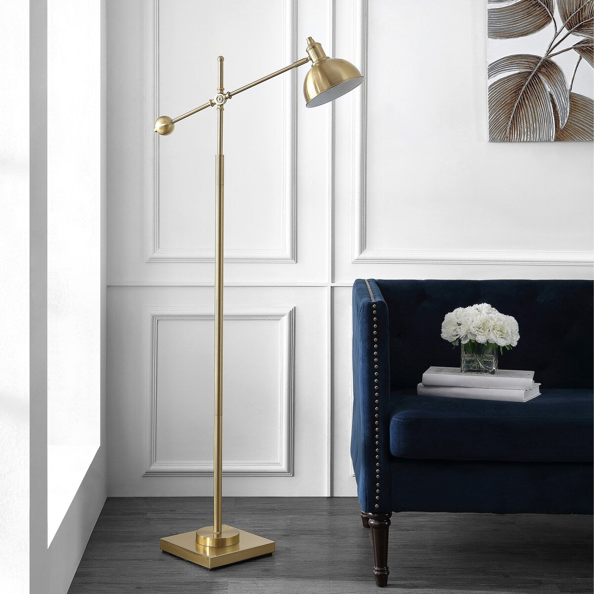 SAFAVIEH Kerly Floor Lamp - 26" x 9.8" x 58.5-62" - Brass Gold - 26Wx10Dx62H