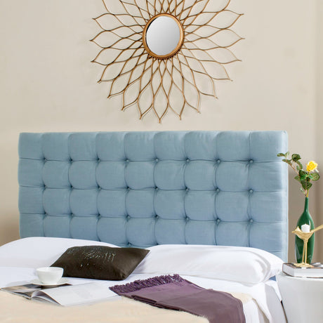 SAFAVIEH Kiana Steel Blue Velvet Upholstered Tufted Headboard