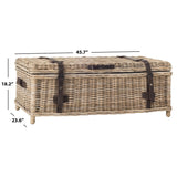 SAFAVIEH Kimberlyn Grey Natural Rattan Storage Trunk - 45.7" x 23.6" x 18.2" - 46Wx24Dx18H