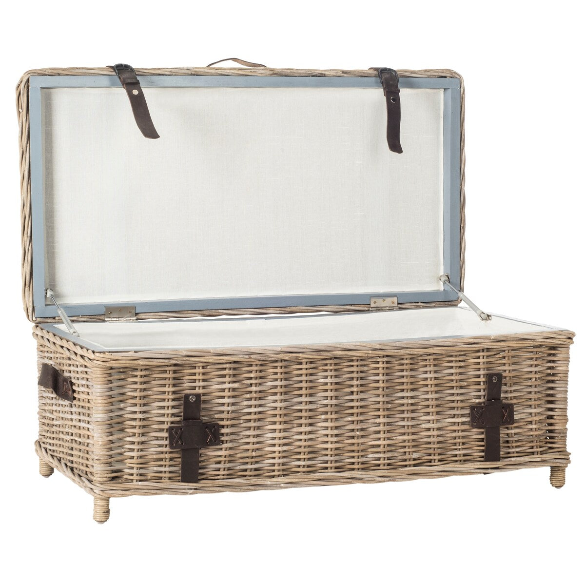 SAFAVIEH Kimberlyn Grey Natural Rattan Storage Trunk - 45.7" x 23.6" x 18.2" - 46Wx24Dx18H