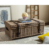 SAFAVIEH Kimberlyn Grey Natural Rattan Storage Trunk - 45.7" x 23.6" x 18.2" - 46Wx24Dx18H