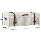 SAFAVIEH Kimberlyn White Natural Rattan Storage Trunk - 45.7" x 23.6" x 18.2" - 46Wx24Dx18H