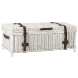 SAFAVIEH Kimberlyn White Natural Rattan Storage Trunk - 45.7" x 23.6" x 18.2" - 46Wx24Dx18H