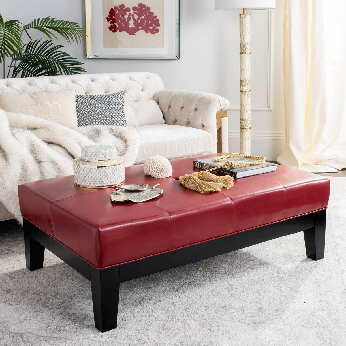 SAFAVIEH Kirsten Solid Wood Cocktail Ottoman