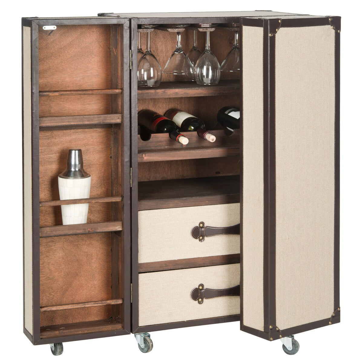 SAFAVIEH Krista Storage Beige Bar Cabinet - 23.6" x 17.7" x 42.1" - 24Wx18Dx42H