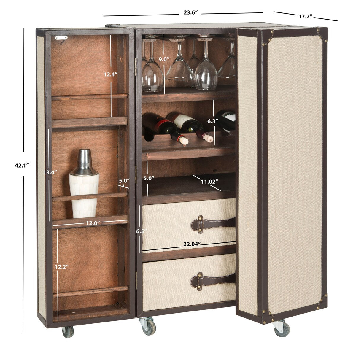 SAFAVIEH Krista Storage Beige Bar Cabinet - 23.6" x 17.7" x 42.1" - 24Wx18Dx42H