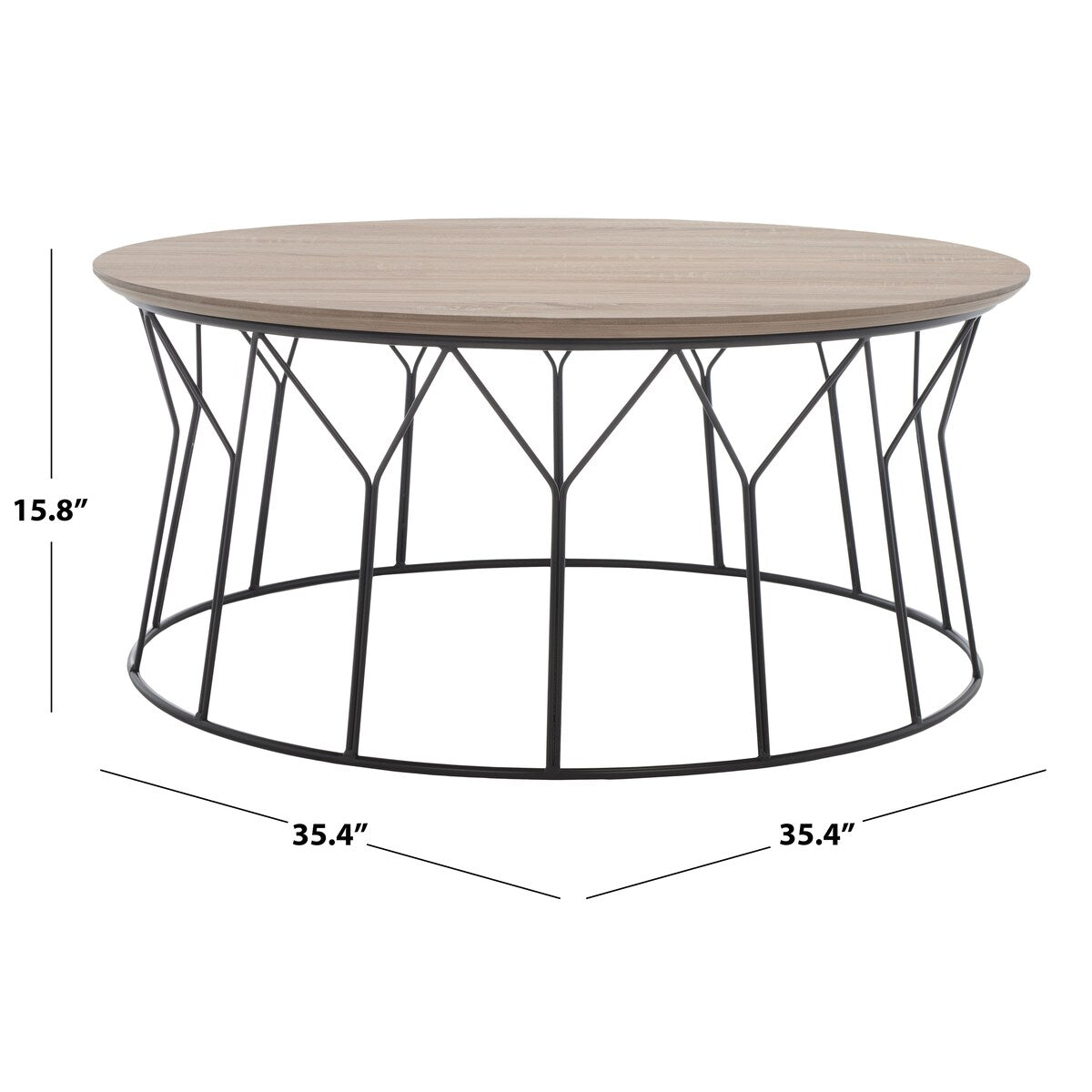 SAFAVIEH Kweon Mid-Century Wood Coffee Table - 35.4" x 35.4" x 15.8" - 35Wx35Dx16H