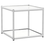 SAFAVIEH Lakendra Glass Chrome End Table - 19.7" x 19.7" x 17.7" - 20Wx20Dx18H