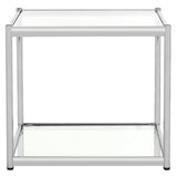 SAFAVIEH Lakendra Glass Chrome End Table - 19.7" x 19.7" x 17.7" - 20Wx20Dx18H