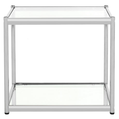 SAFAVIEH Lakendra Glass Chrome End Table - 19.7" x 19.7" x 17.7" - 20Wx20Dx18H