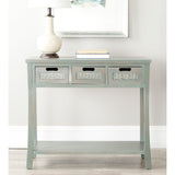 SAFAVIEH Lanie Distressed 3-Drawer Black Console Table - 34" x 14" x 30" - 34Wx14Dx30H