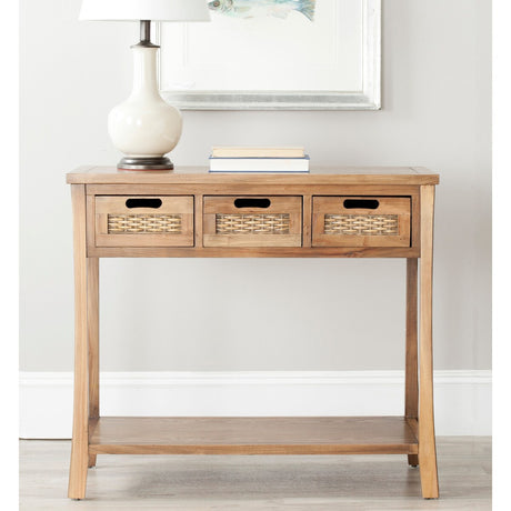 SAFAVIEH Lanie Distressed 3-Drawer Black Console Table - 34" x 14" x 30" - 34Wx14Dx30H