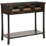 SAFAVIEH Lanie Distressed 3-Drawer Black Console Table - 34" x 14" x 30" - 34Wx14Dx30H