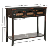 SAFAVIEH Lanie Distressed 3-Drawer Black Console Table - 34" x 14" x 30" - 34Wx14Dx30H