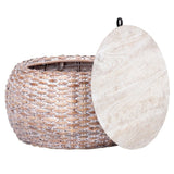 SAFAVIEH Lassie Wood And Rattan Round Storage Coffee Table - 27.6" W x 27.6" L x 15.8" H - 28Wx28Dx16H