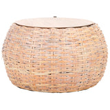 SAFAVIEH Lassie Wood And Rattan Round Storage Coffee Table - 27.6" W x 27.6" L x 15.8" H - 28Wx28Dx16H