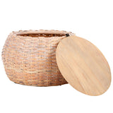 SAFAVIEH Lassie Wood And Rattan Round Storage Coffee Table - 27.6" W x 27.6" L x 15.8" H - 28Wx28Dx16H