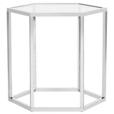 SAFAVIEH Lauryn Glass Chrome End Table - 19.7" x 16.9" x 19.3" - 20Wx17Dx19H