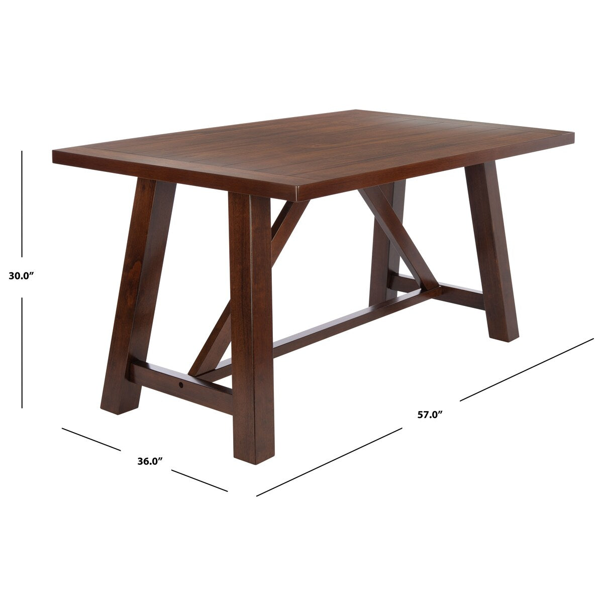 SAFAVIEH Laverna Brown Rectangle Dining Table - 57" W x 36" L x 30" H - 57Wx36Dx30H