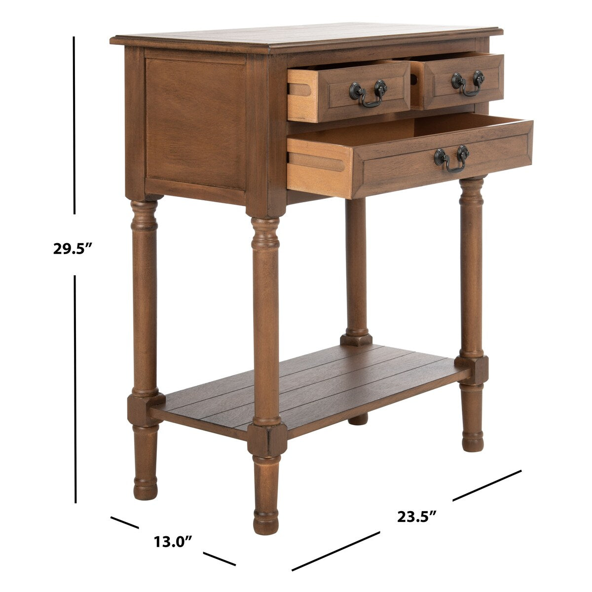 SAFAVIEH Leaner 3-Drawer Console Table - 23.5" W x 13" L x 29.5" H - 24Wx13Dx30H