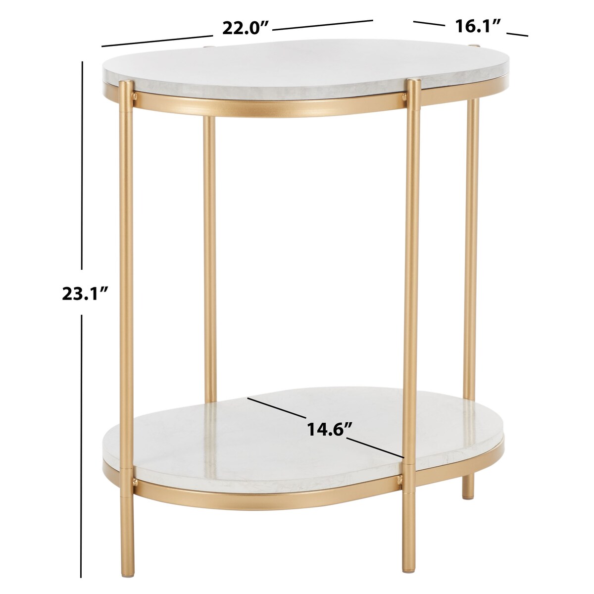 SAFAVIEH Leona End Table - 22" W x 16" D x 23" H - 22Wx16Dx23H