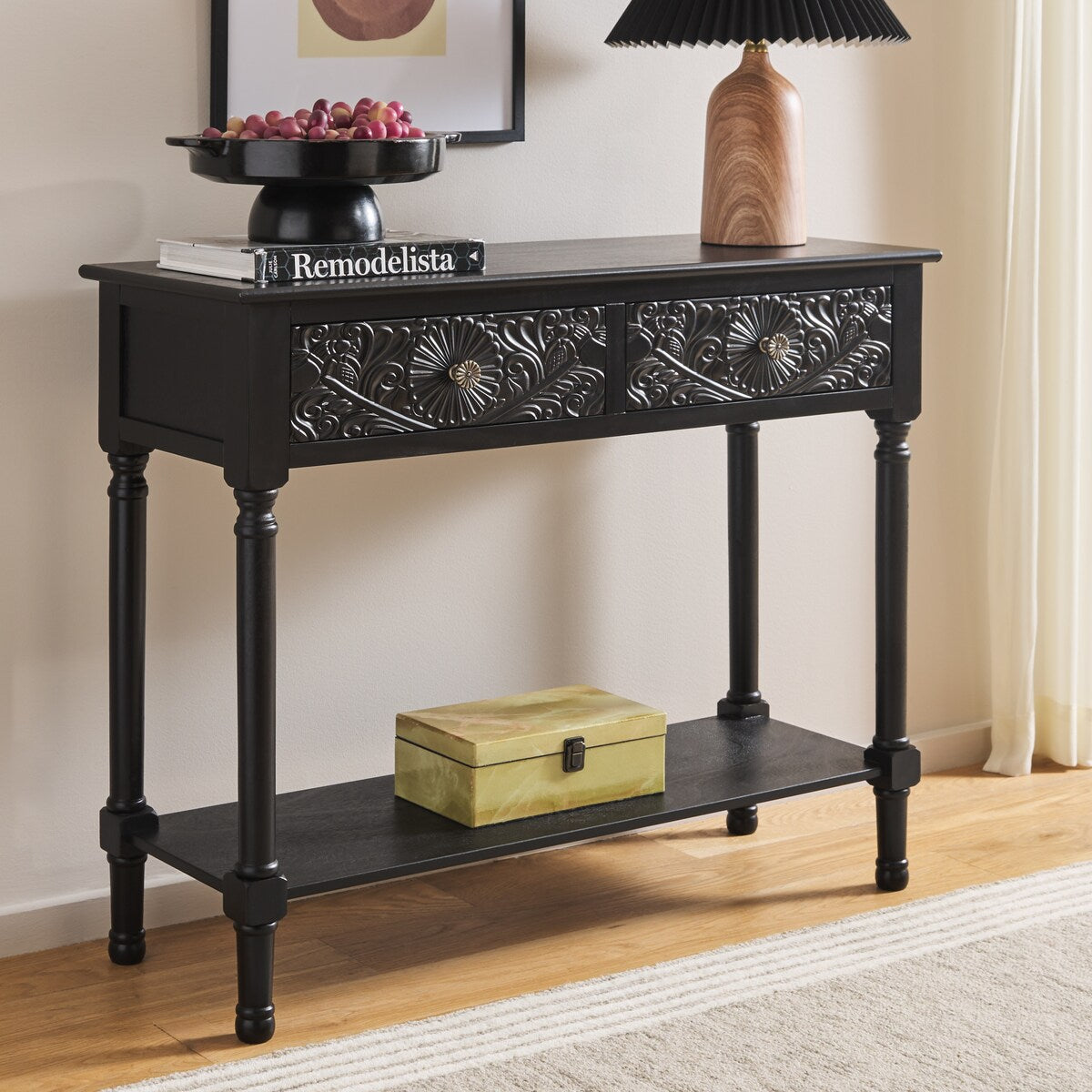 SAFAVIEH Leonia 2-Drawer Console Table - 35.5" W x 13" L x 29.5" H - 36Wx13Dx30H