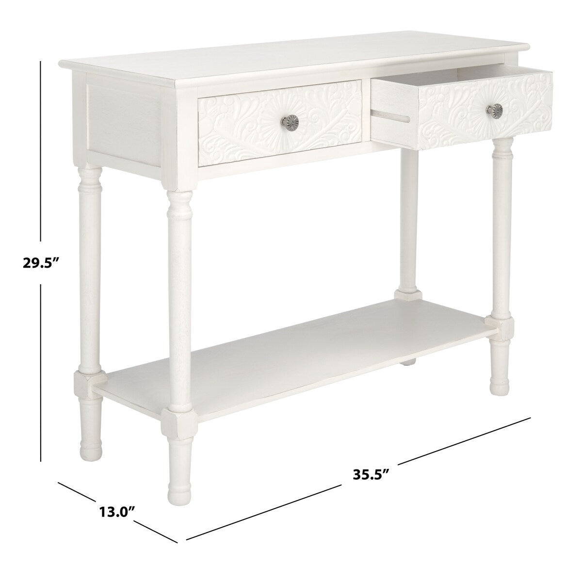 SAFAVIEH Leonia 2-Drawer Console Table - 35.5" W x 13" L x 29.5" H - 36Wx13Dx30H