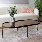 SAFAVIEH Leontine Mirrored Oval Coffee Table - 47 In. W x 23 In. D x 14 In. H - 47Wx23Dx14H