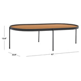 SAFAVIEH Leontine Mirrored Oval Coffee Table - 47 In. W x 23 In. D x 14 In. H - 47Wx23Dx14H