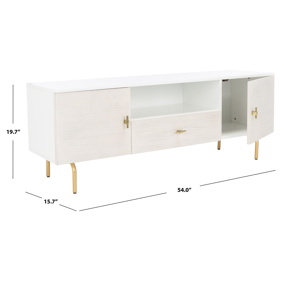 SAFAVIEH Lerke Media TV Stand - 54" W x 15.7" L x 19.7" H - 54Wx16Dx20H