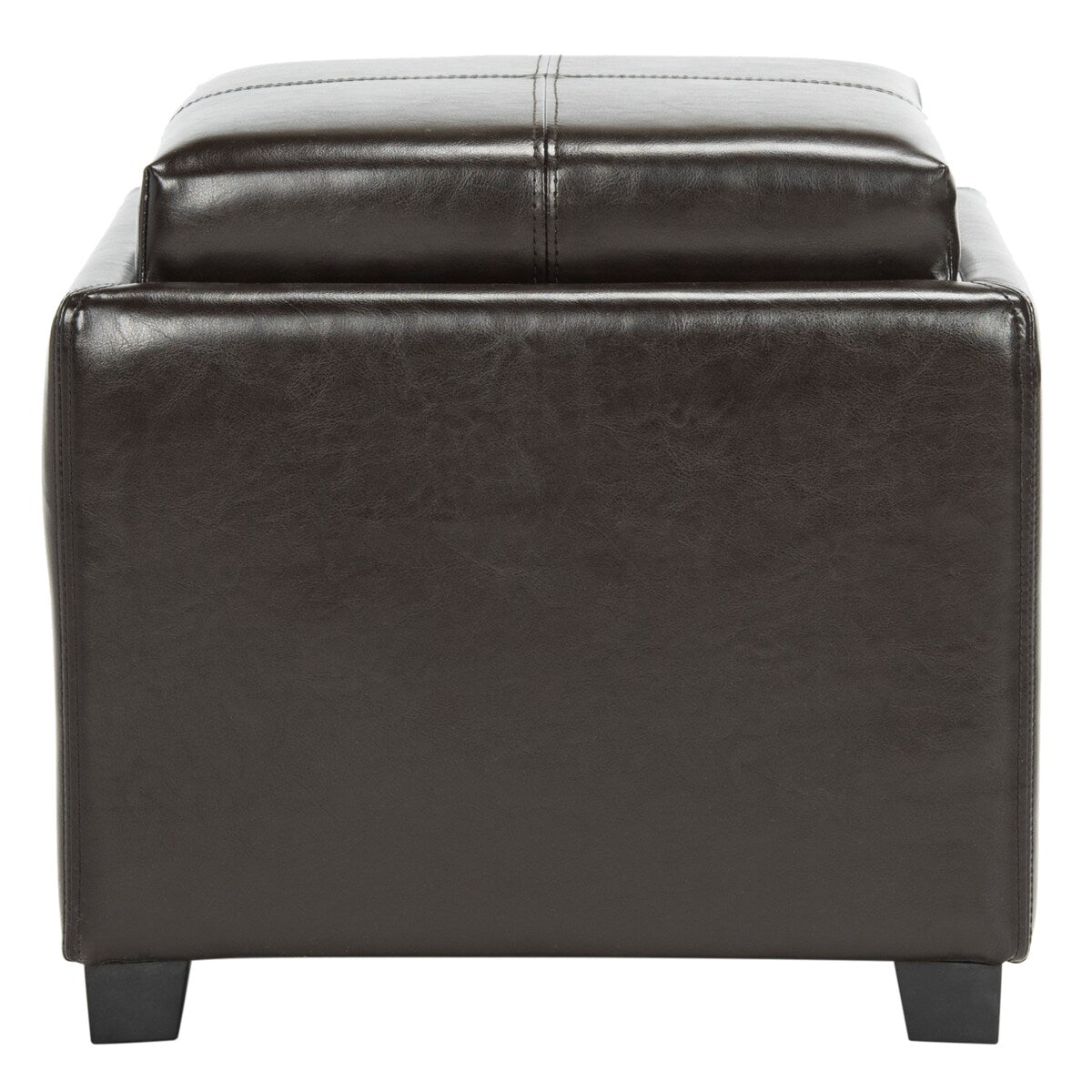 SAFAVIEH Lesia Storage Brown Leather Tray Ottoman