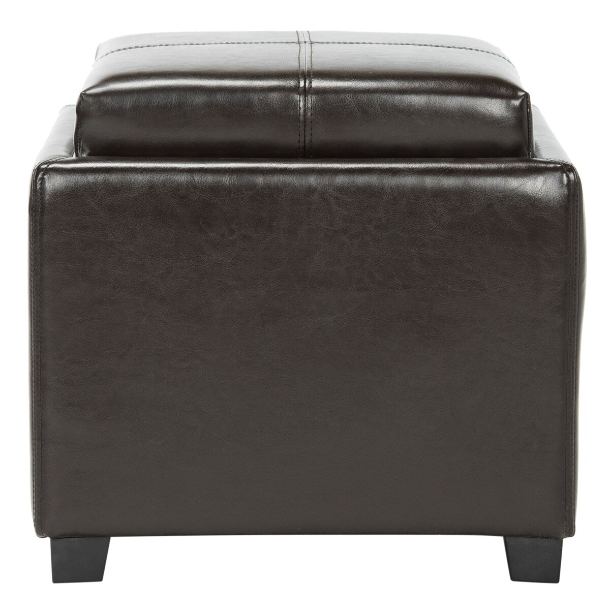 SAFAVIEH Lesia Storage Brown Leather Tray Ottoman