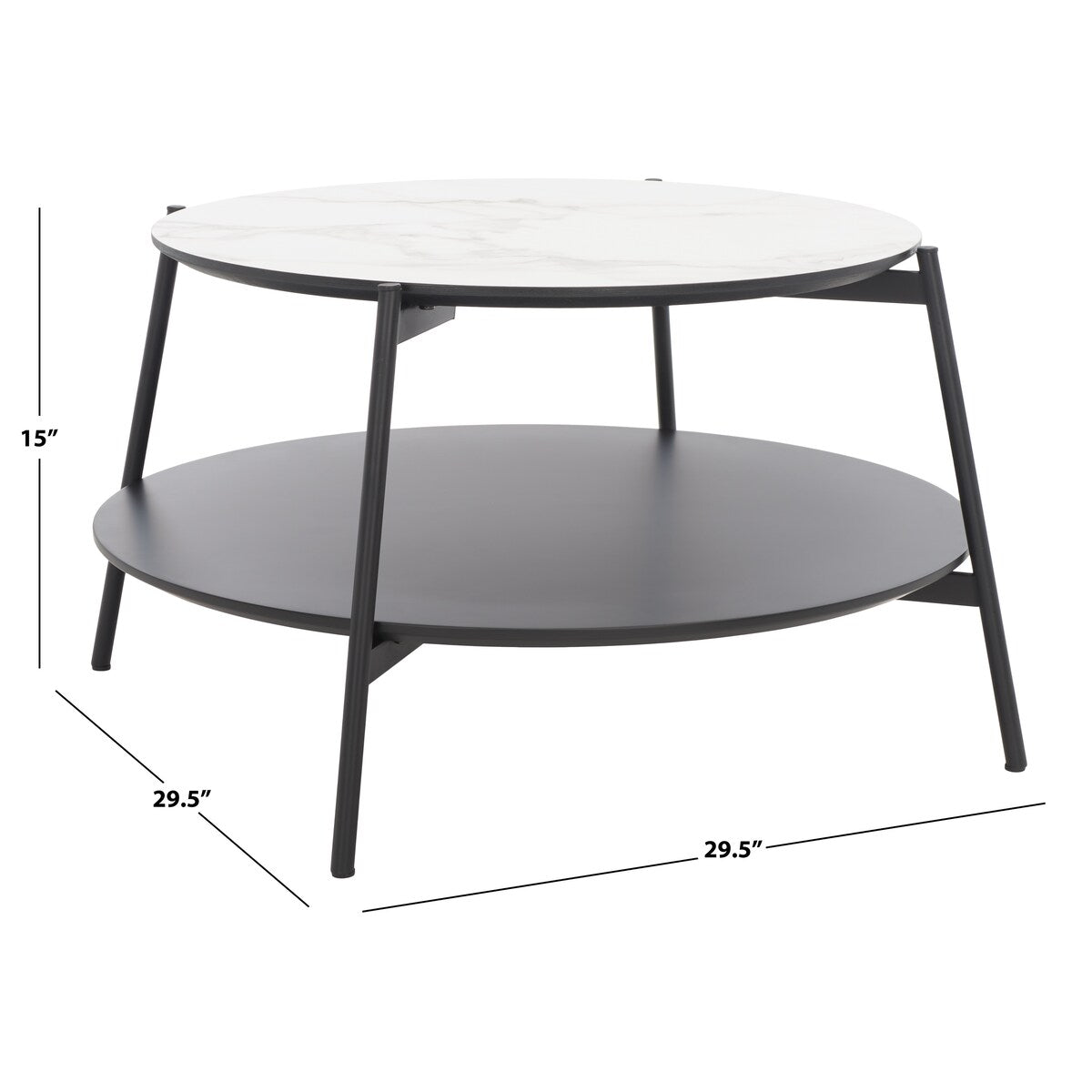 SAFAVIEH Lesta Modern 2-Tier Round Coffee Table - 24 In. W x 24 In. D x 16 In. H - 24Wx24Dx16H