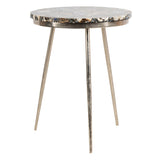 SAFAVIEH Liddie Agate Round Accent Table - Nickel - 18" x 18" x 22" - 18Wx18Dx22H