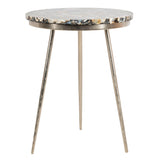 SAFAVIEH Liddie Agate Round Accent Table - Nickel - 18" x 18" x 22" - 18Wx18Dx22H