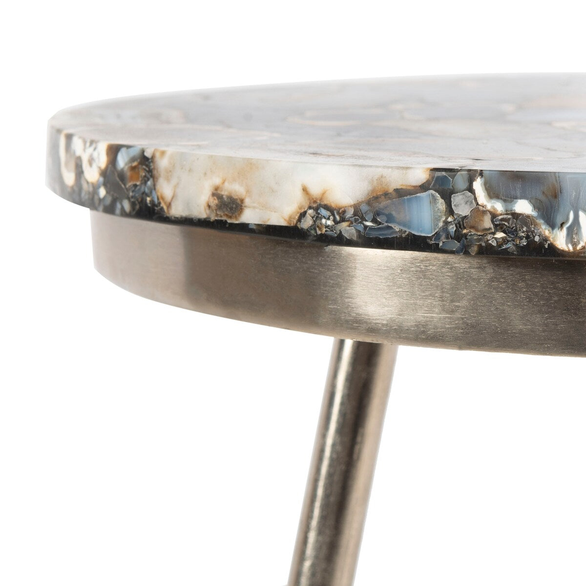 SAFAVIEH Liddie Agate Round Accent Table - Nickel - 18" x 18" x 22" - 18Wx18Dx22H