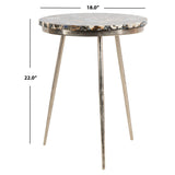 SAFAVIEH Liddie Agate Round Accent Table - Nickel - 18" x 18" x 22" - 18Wx18Dx22H