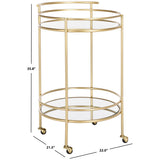 SAFAVIEH Liesegret 2-Tier Bar Cart - 22 In. W x 21.5 In. D x 35.8 In. H - 22Wx22Dx36H