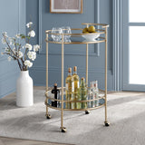 SAFAVIEH Liesegret 2-Tier Bar Cart - 22 In. W x 21.5 In. D x 35.8 In. H - 22Wx22Dx36H