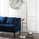 SAFAVIEH Lighting Adelmira 64-inch Brass Gold Led Floor Lamp with Table - 14.5" W x 12" L x 56.5-64.5" H