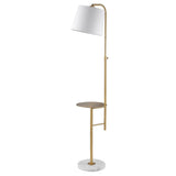 SAFAVIEH Lighting Adelmira 64-inch Brass Gold Led Floor Lamp with Table - 14.5" W x 12" L x 56.5-64.5" H