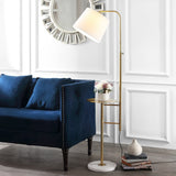 SAFAVIEH Lighting Adelmira 64-inch Brass Gold Led Floor Lamp with Table - 14.5" W x 12" L x 56.5-64.5" H