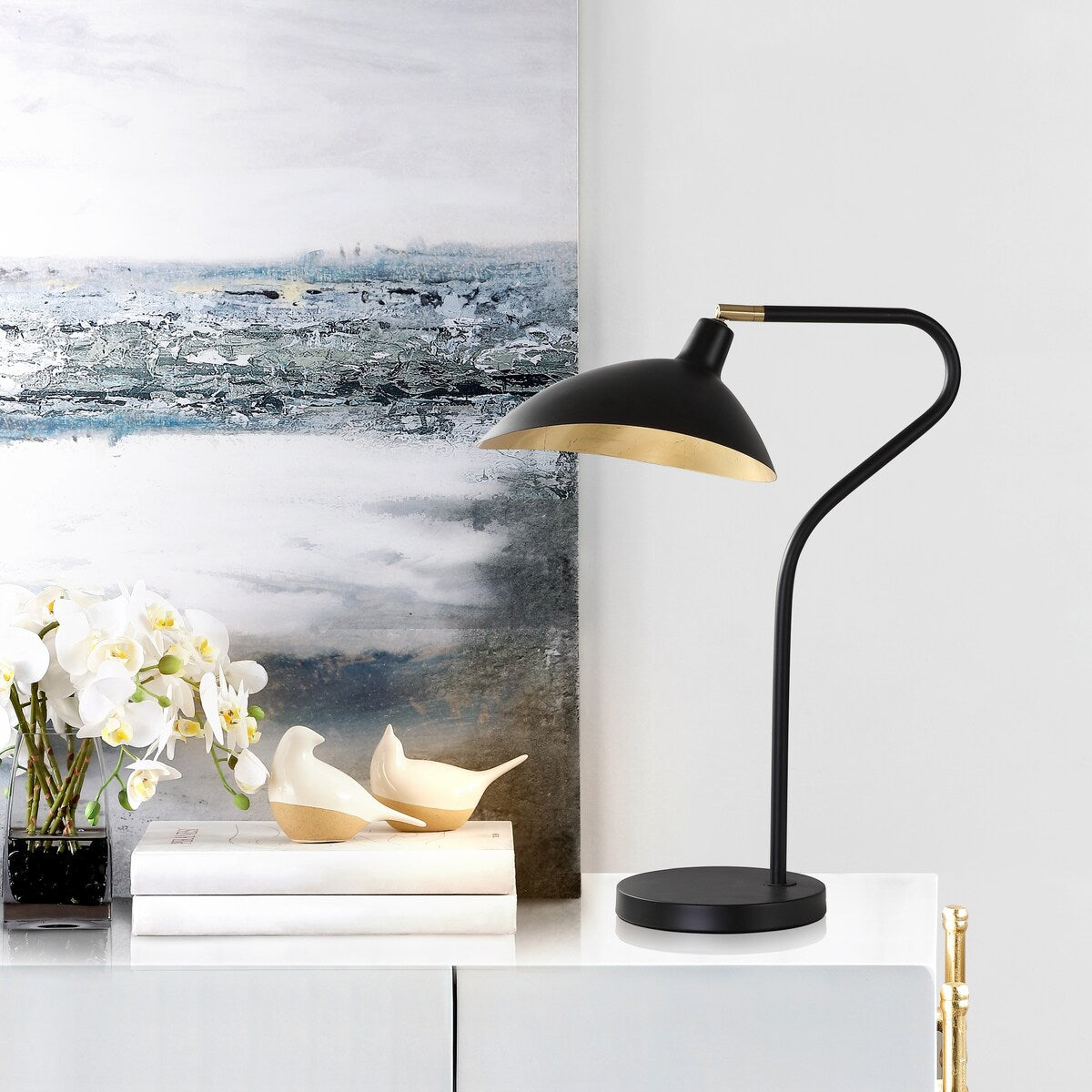 SAFAVIEH Lighting Adria 30-inch Adjustable Black/ Gold Task Table Lamp - 20"x10.16"x23-30"