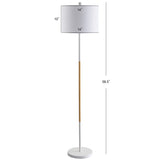 SAFAVIEH Lighting Aftina 59-inch White Led Floor Lamp - 14" x 14" x 58.5" - White/Wood Finish - 14Wx14Dx59H