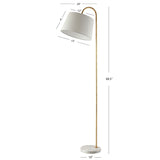 SAFAVIEH Lighting Afton 69-inch Curved Arc Floor Lamp - 20" x 15" x 68.5" - Gold/White - 20Wx15Dx69H